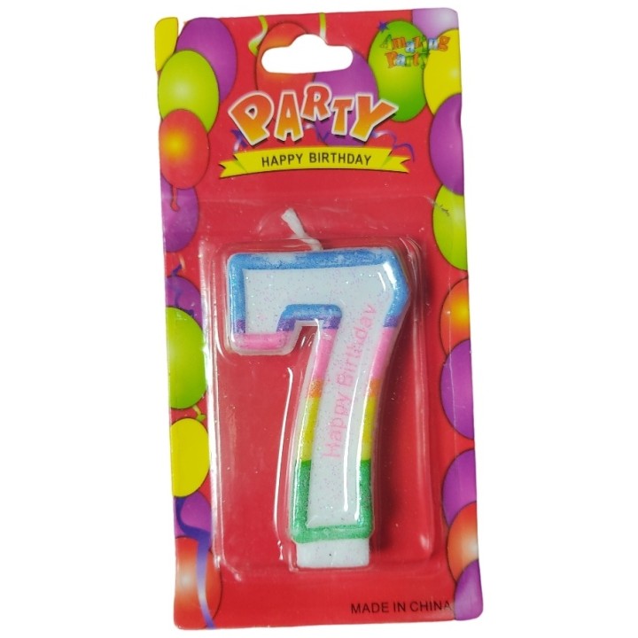 Свеча для торта радужная цифра 7