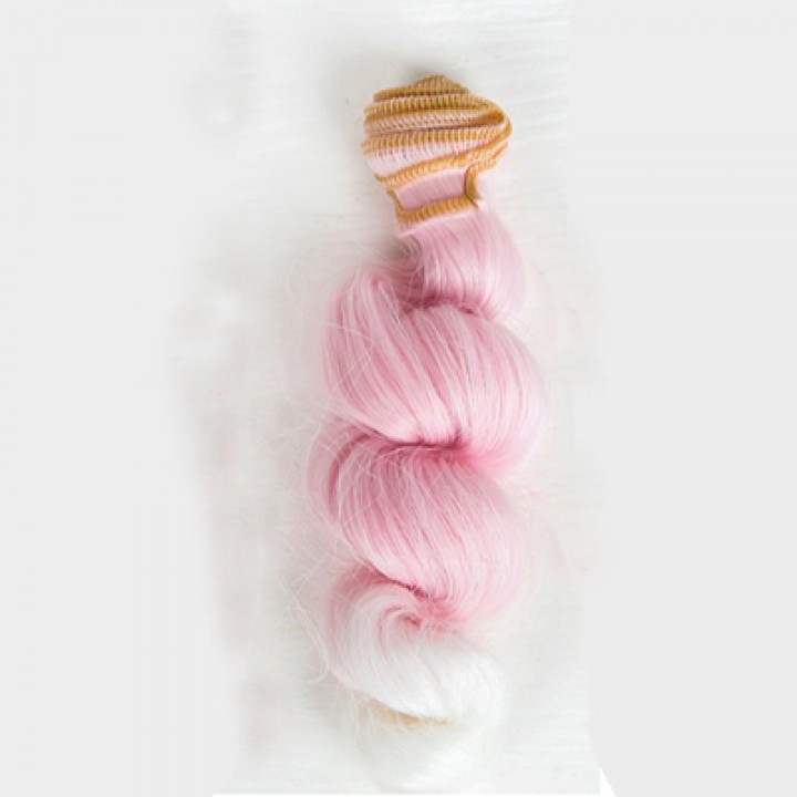 Волосы для кукол Кудри-светло розовый 15см.
