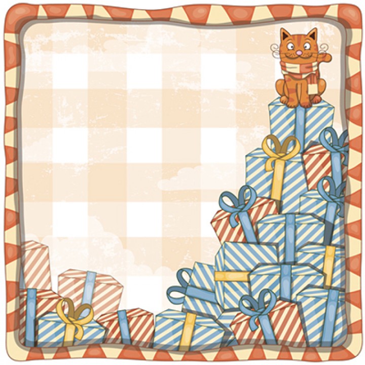Скрапбумага "Рыжий кот" гора подарков