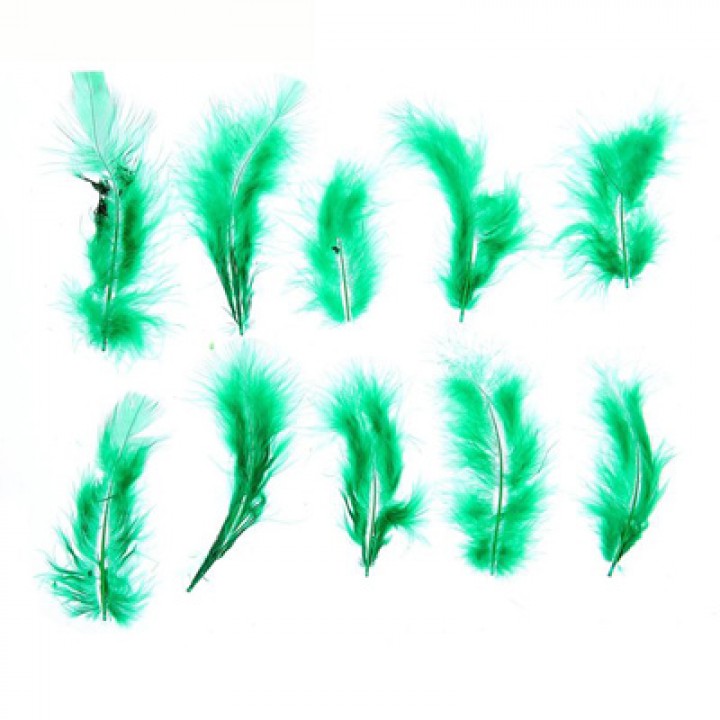 Набор перьев для декора 10 шт, цвет зеленый, 2х15 см.