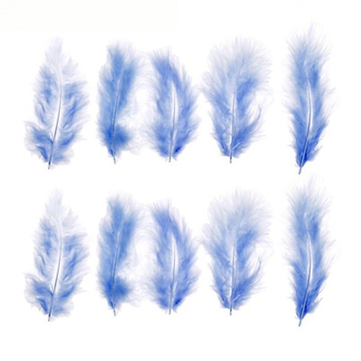 Набор перьев для декора 10 шт, цвет голубой, 2х15 см.
