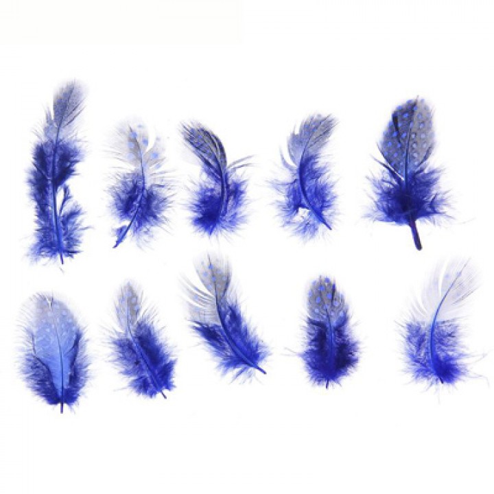 Набор перьев для декора 10 шт, цвет синий с черным, 2х15 см.