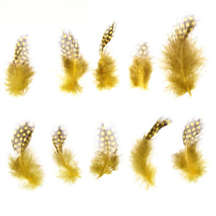 Набор перьев для декора, цвет желтый с коричневым, 10 шт, 5х2 см.