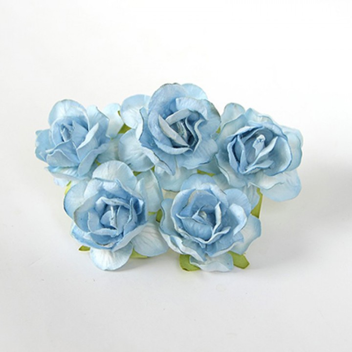 Розы голубые, 4см., 5 шт.