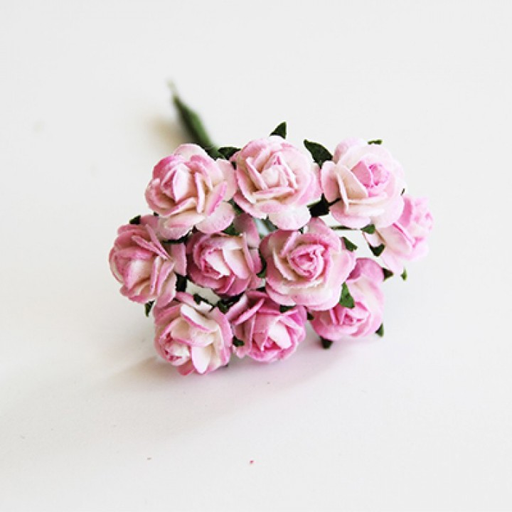 Розы бело-розовые 9мм., 10 шт.