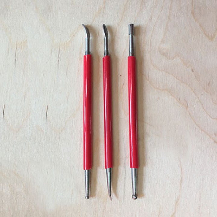 Инструменты для моделирования, 3 предмета с резиновой ручкой