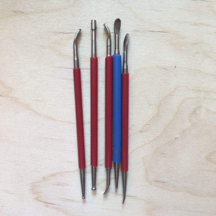 Инструменты для моделирования, 5 предметов с резиновой ручкой