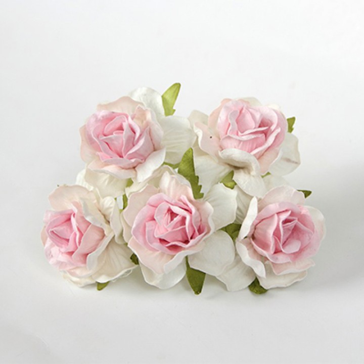 Розы бело-розовые, 4см., 5шт.