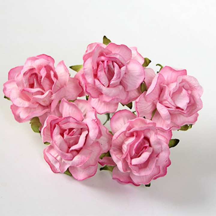 Розы розовые 4 см., 5шт.