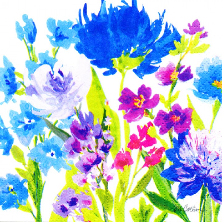Рисованные цветы голубые