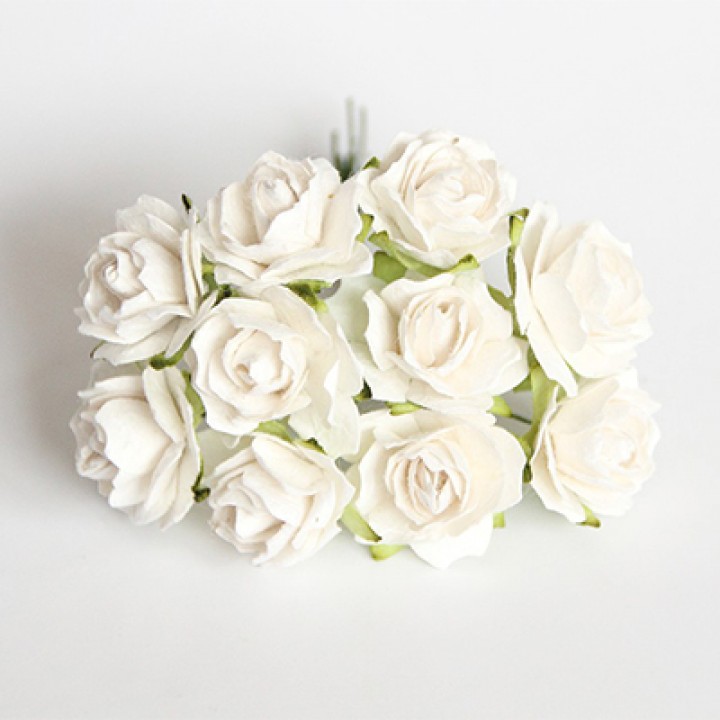 Розы белые, 2 см., 10 шт.