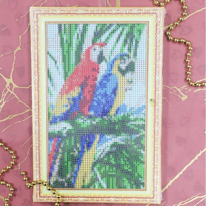 Алмазная мозайка - Парочка попугаев 20х30 см.