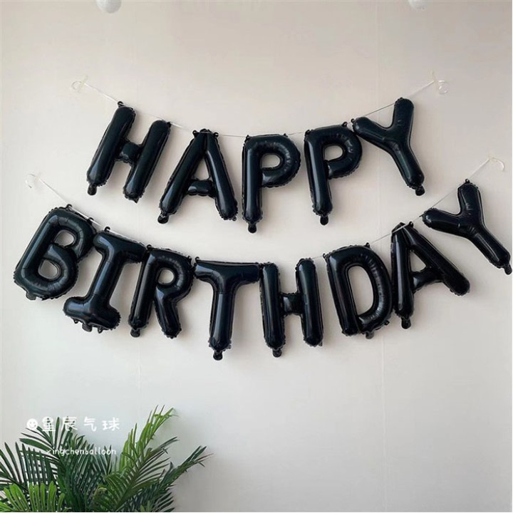 Шарик надпись Happy Birthdaу, черный