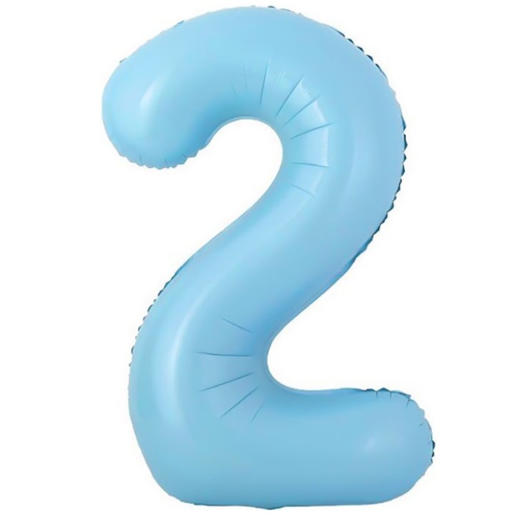 ШАРИК голубой цифра 2 большой 100см.