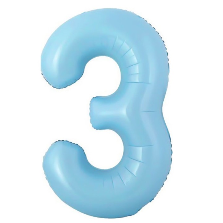 ШАРИК голубой цифра 3 большой 100см.