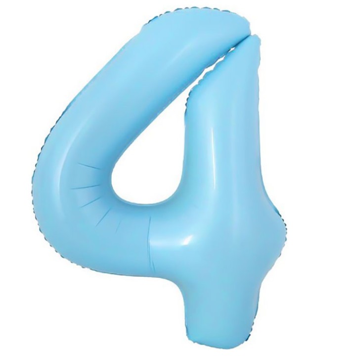 ШАРИК голубой цифра 4 большой 100см.
