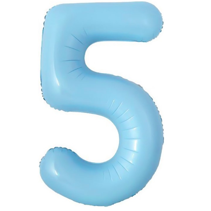 ШАРИК голубой цифра 5 большой 100см.