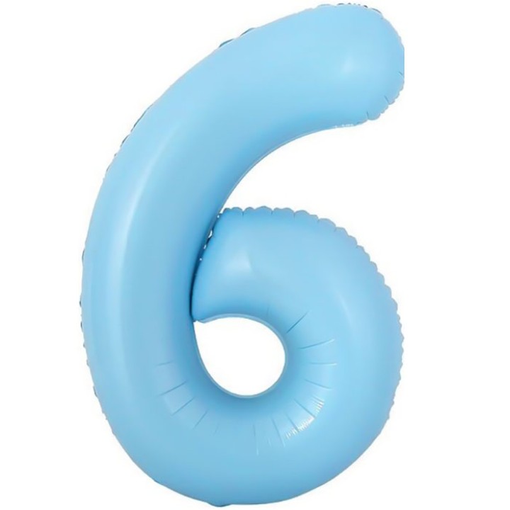 ШАРИК голубой цифра 6 большой 100см.