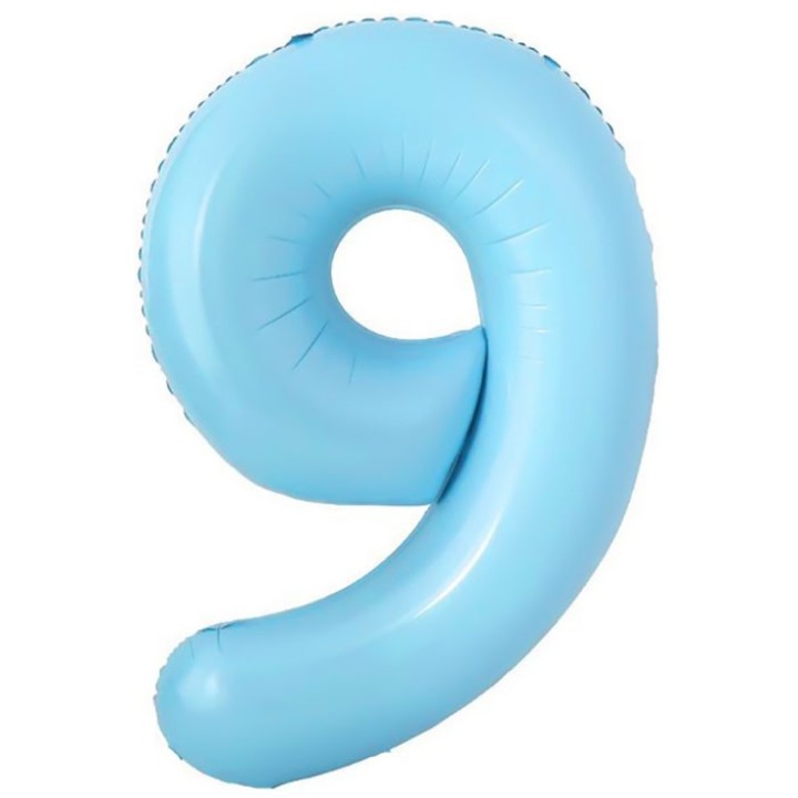 ШАРИК голубой цифра 9 большой 100см.