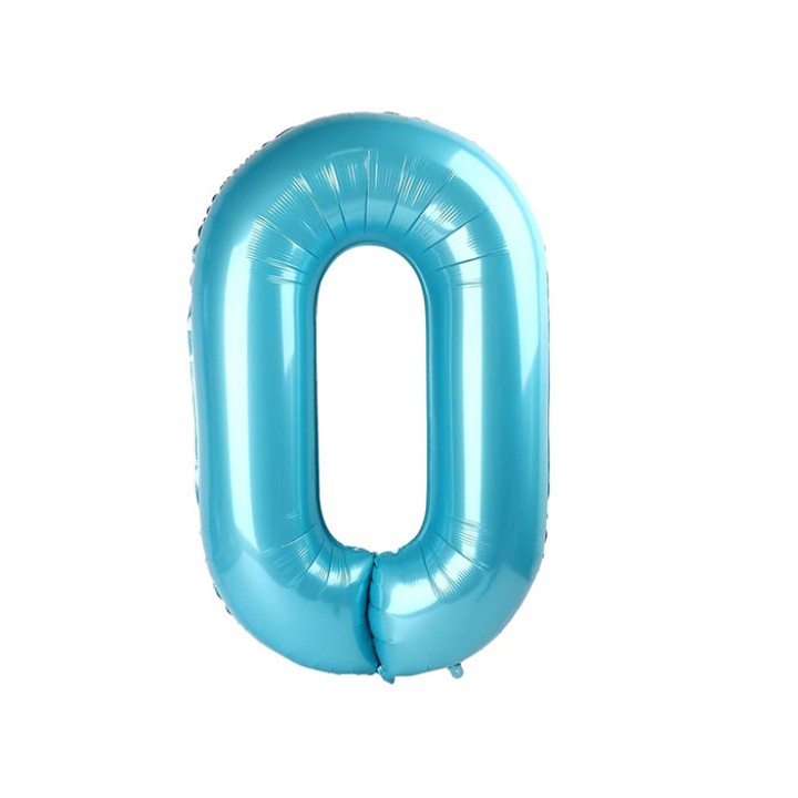 ШАРИК голубой цифра 0 большой 100см.