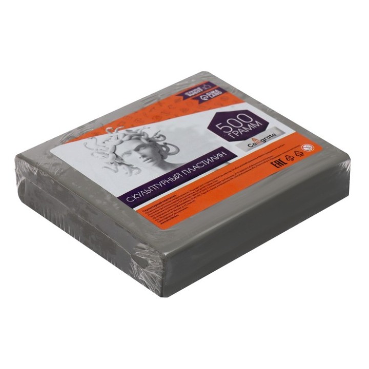 Пластилин скульптурный Calligrata, твёрдый 500 гр.серый