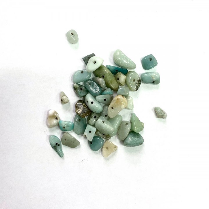 Стеклянные камни, цвет зеленый бирюзовый прозрачный 5-7мм. 200гр.