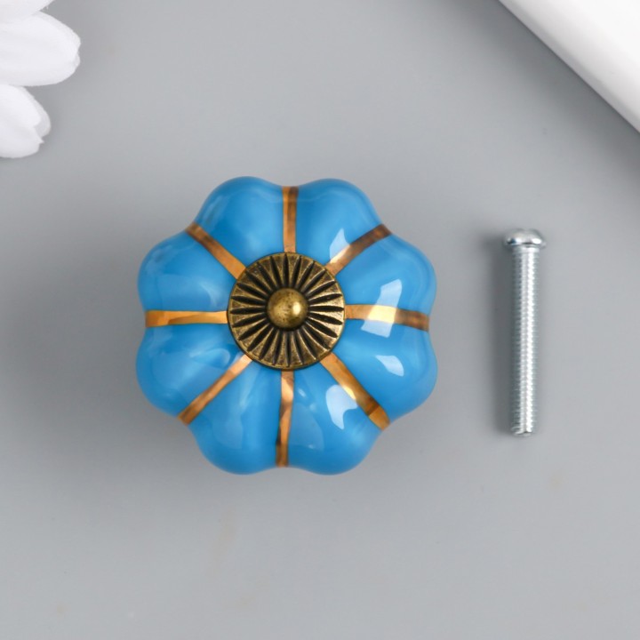 Ручка керамика Тыковка голубая 40х40мм.