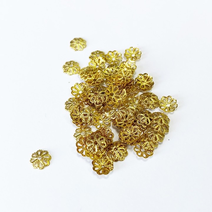 Шапочка цветочек, желтое золото, 6 мм. 30 шт.
