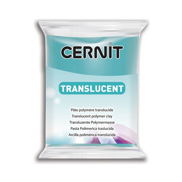 Полимерная глина CERNIT translucent, 56гр, прозрачный бирюзово-голубой