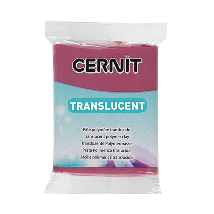 Полимерная глина CERNIT translucent, 56гр, прозрачный бордовый