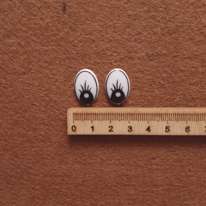 Глазки для кукол нарисованные с ресницами, 13х19 мм. 2шт.