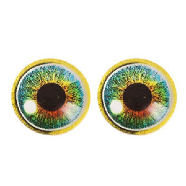 Глаза для игрушек, круглые зелено-желтые, 10 мм. 2 шт.