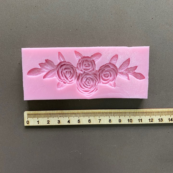 Силиконовый молд Розовый бордюр, 11,1х5 см.