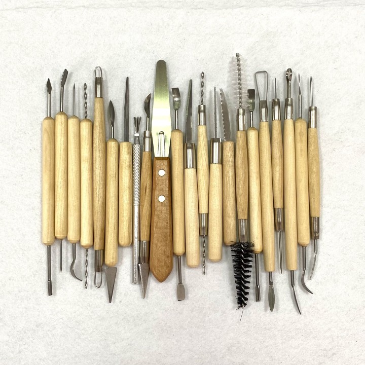 Инструменты для лепки, 22 предметов с деревянной ручкой