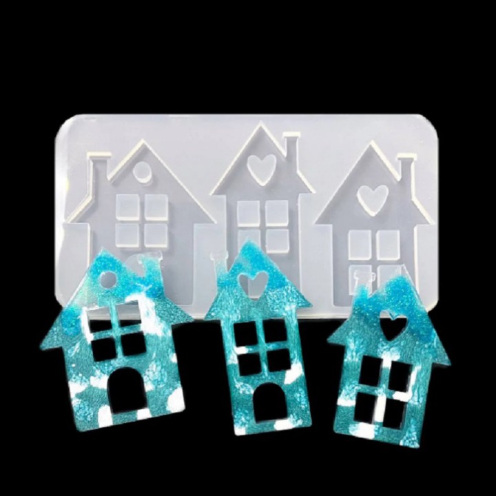 Силиконовый молд - набор домиков, 10х15см.