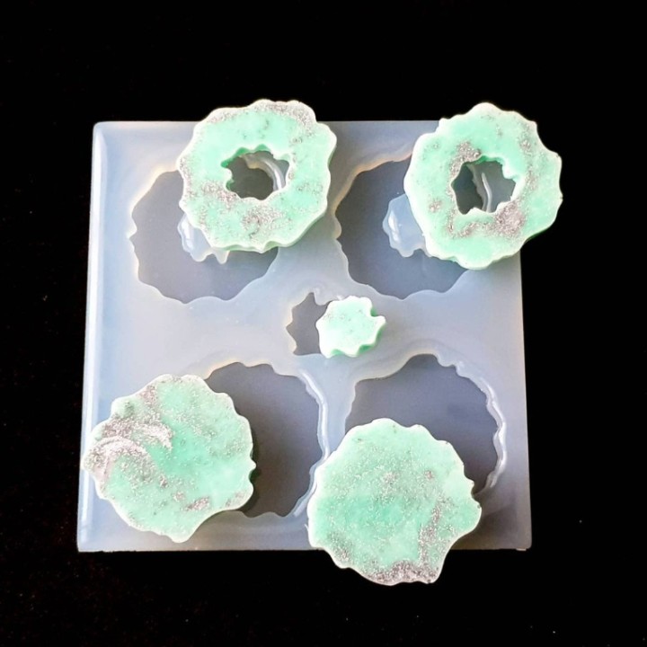 Силиконовый молд - Набор круглых срезов камня 95х95 мм.