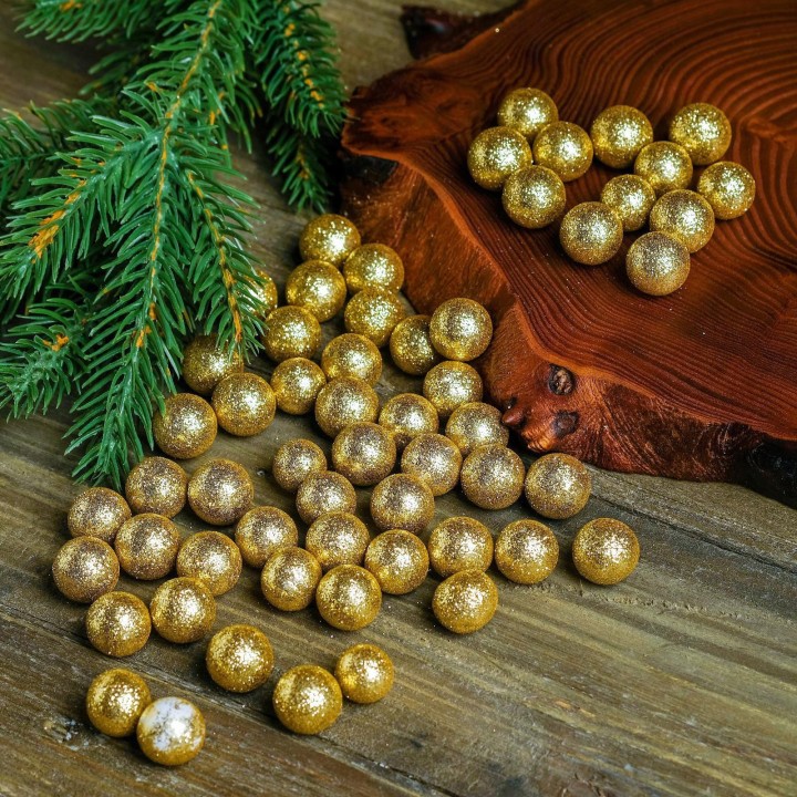 Набор пенопластовых шаров золото 55шт, 0,5х1см