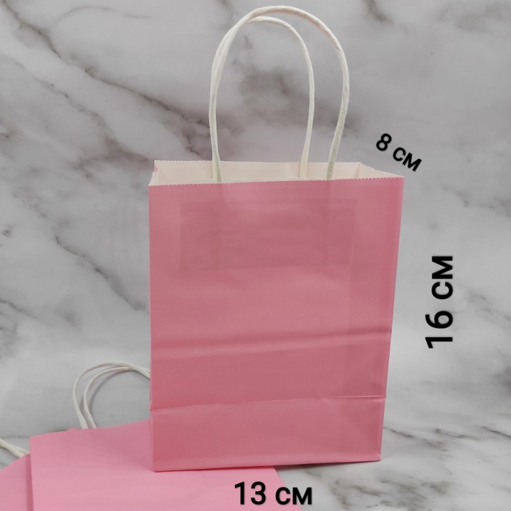 Крафт пакет розовый 1шт, 12х16 см.