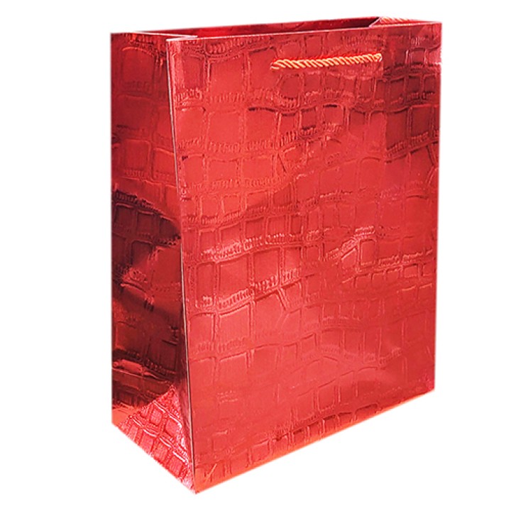 Пакет подарочный хром красный 1шт, 26х32см.