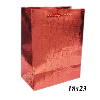Пакет подарочный хром красный 1шт, 18х23см.