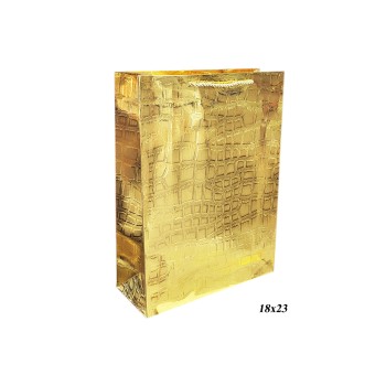 Пакет подарочный хром золото 1шт, 18х23см.