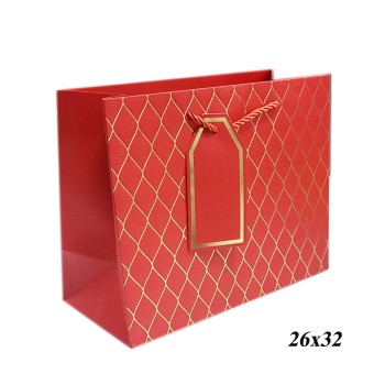 Пакет подарочный горизонтальный красный 1шт, 26х32см.