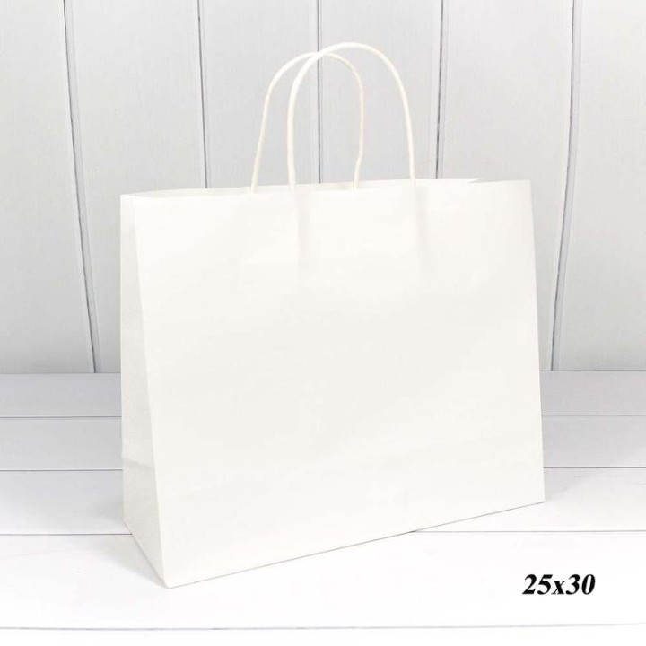 Крафт пакет горизонтальный белый 12шт, 25х30см.