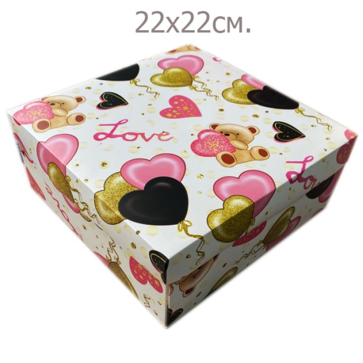Подарочная коробка мишки, 22х22см.