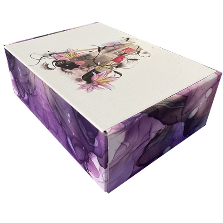 Подарочная коробка фиолетовая косметика, 25х18см.