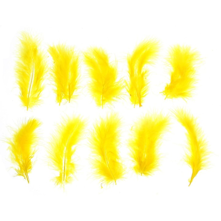 Перо для декора, цвет жёлтый, 10шт.,10×2 см.