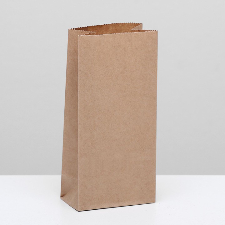 Крафт пакет бумажный, прямоугольное дно 100шт, 5х8х17см.