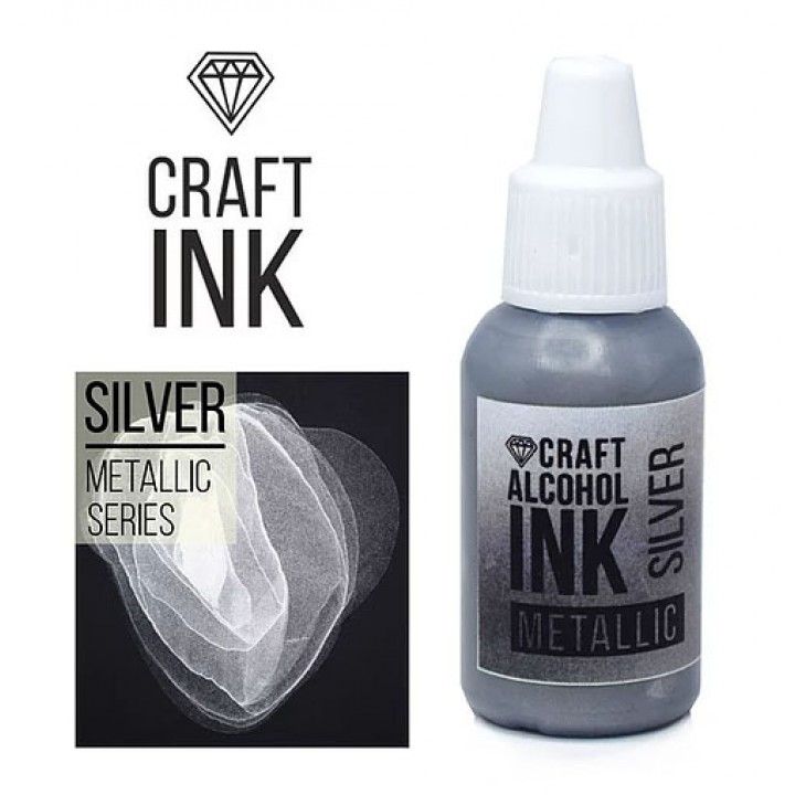 Алкогольные чернила Craft Ink, Silver Metallic, 20мл.
