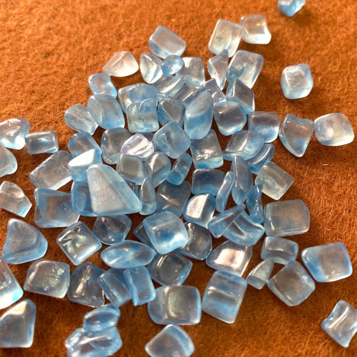 Стеклянные камни, цвет голубой прозрачный, 5-7мм. 200гр.