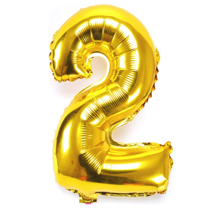 ШАРИК золото цифра 2 большой 100см.